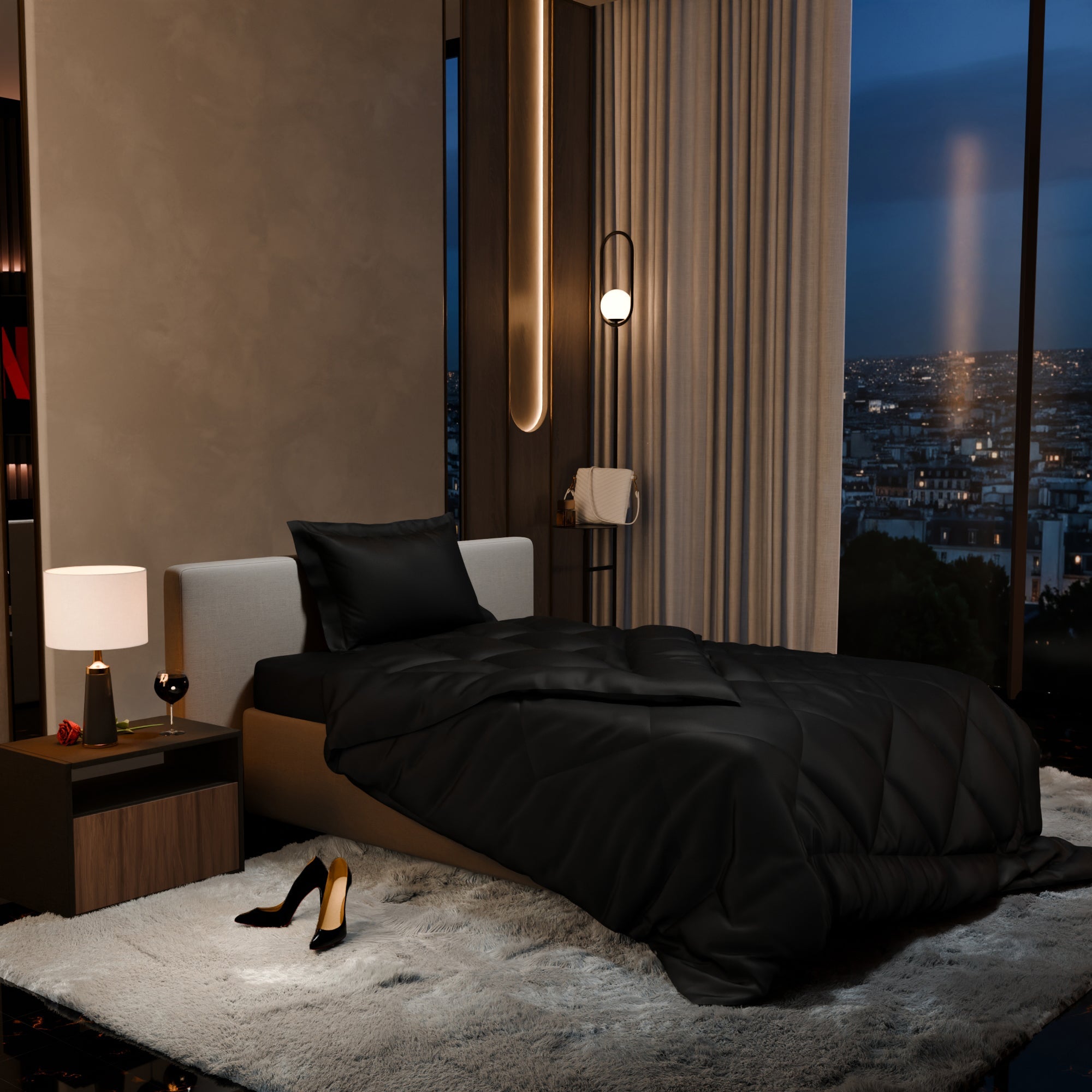 Midnight Black Bed in a Bag